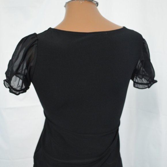 Black blouse with ruffle front - Picture 4 of 5